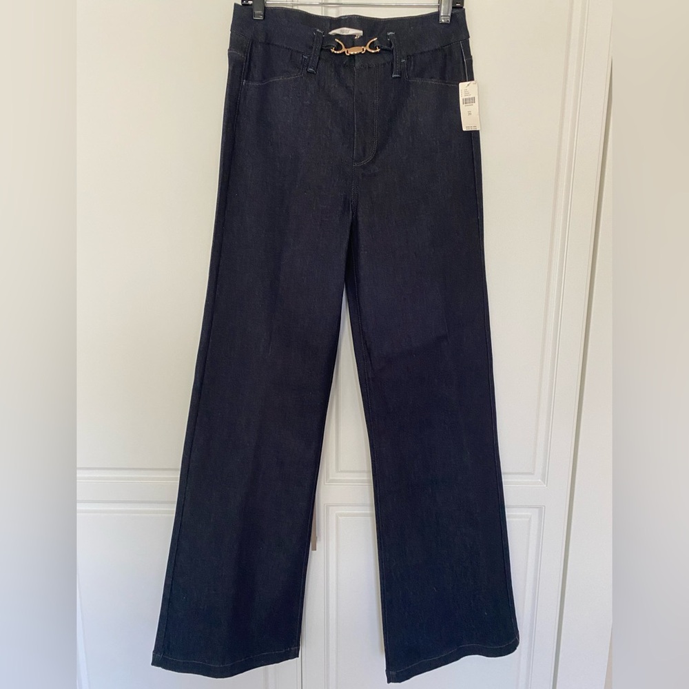 PAIGE Leenah Black Slim Wide-Leg Women's Jeans; Transcend Vintage Luxury Line